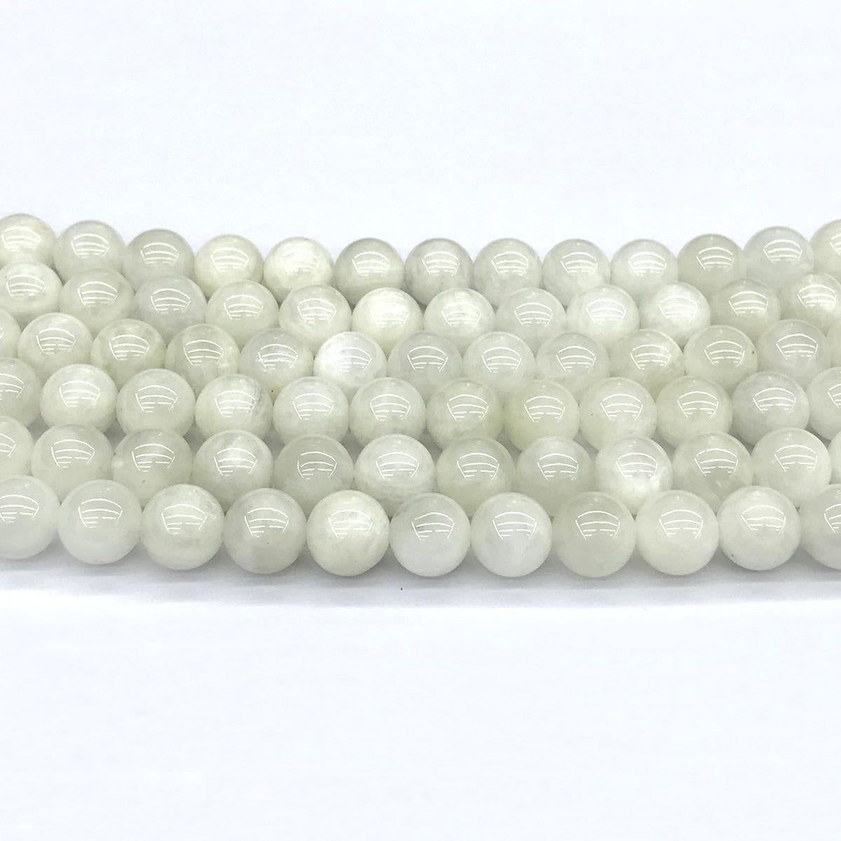 CMS136 White Moonstone Beads Smooth Round 8mm 15" Strand