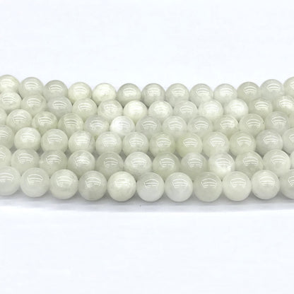 CMS136 White Moonstone Beads Smooth Round 8mm 15" Strand