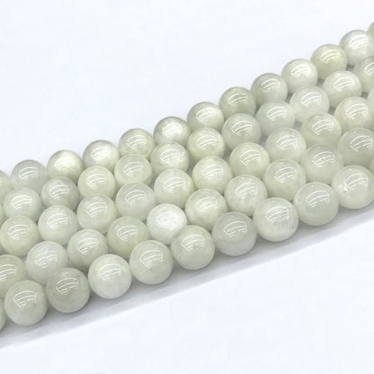 CMS137 White Moonstone Beads Smooth Round 10mm 15" Strand