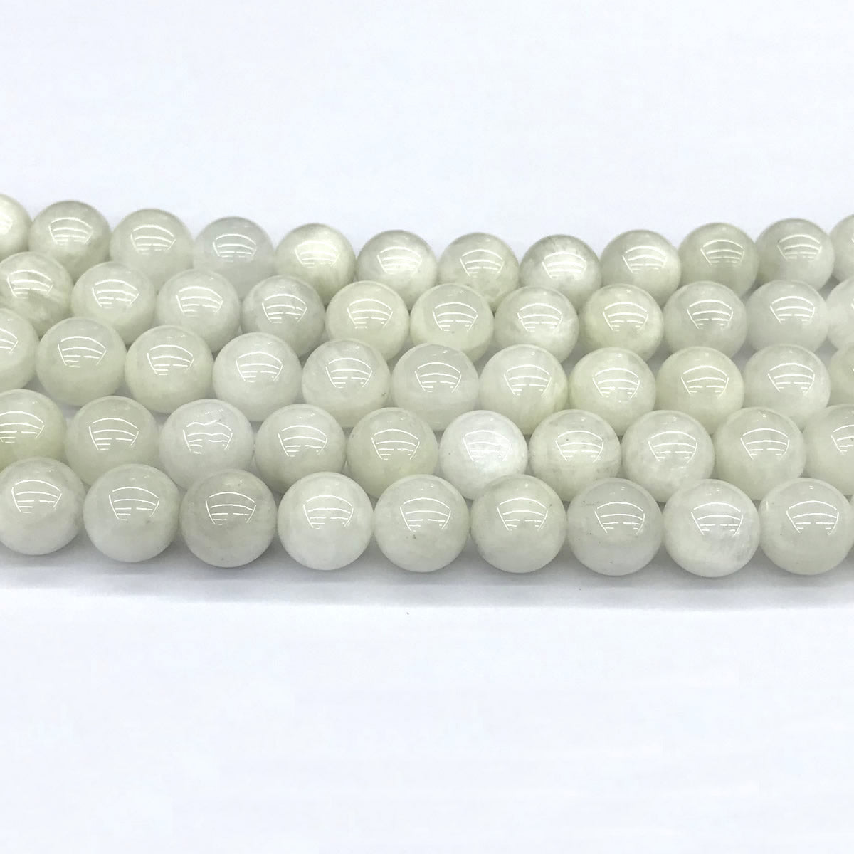 CMS137 White Moonstone Beads Smooth Round 10mm 15" Strand