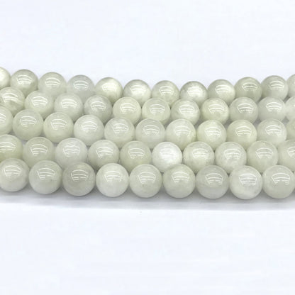 CMS137 White Moonstone Beads Smooth Round 10mm 15" Strand