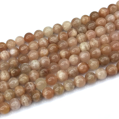 CMS140 Moonstone Gemstone Beads Smooth Round 6mm 15" Strand