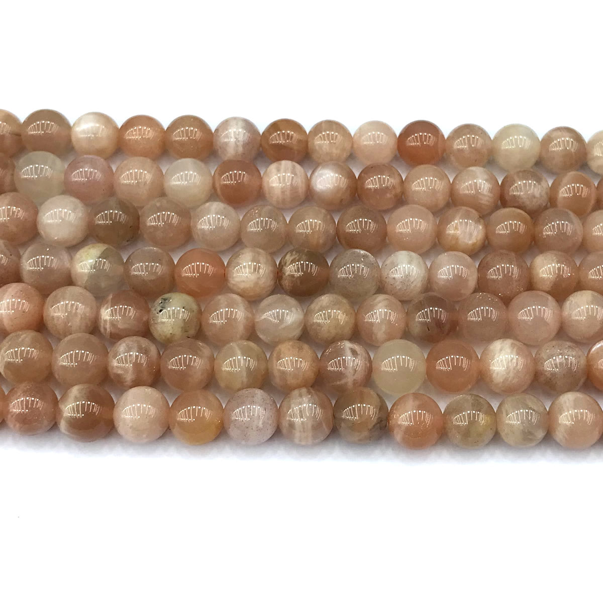 CMS140 Moonstone Gemstone Beads Smooth Round 6mm 15" Strand