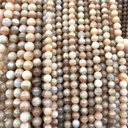 CMS140 Moonstone Gemstone Beads Smooth Round 6mm 15" Strand