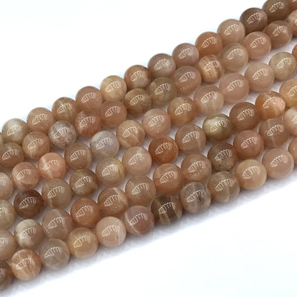 CMS141 Moonstone Gemstone Beads Smooth Round 8mm 15" Strand