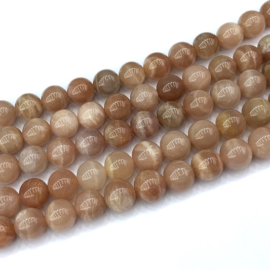 CMS142 Moonstone Gemstone Beads Smooth Round 10mm 15" Strand