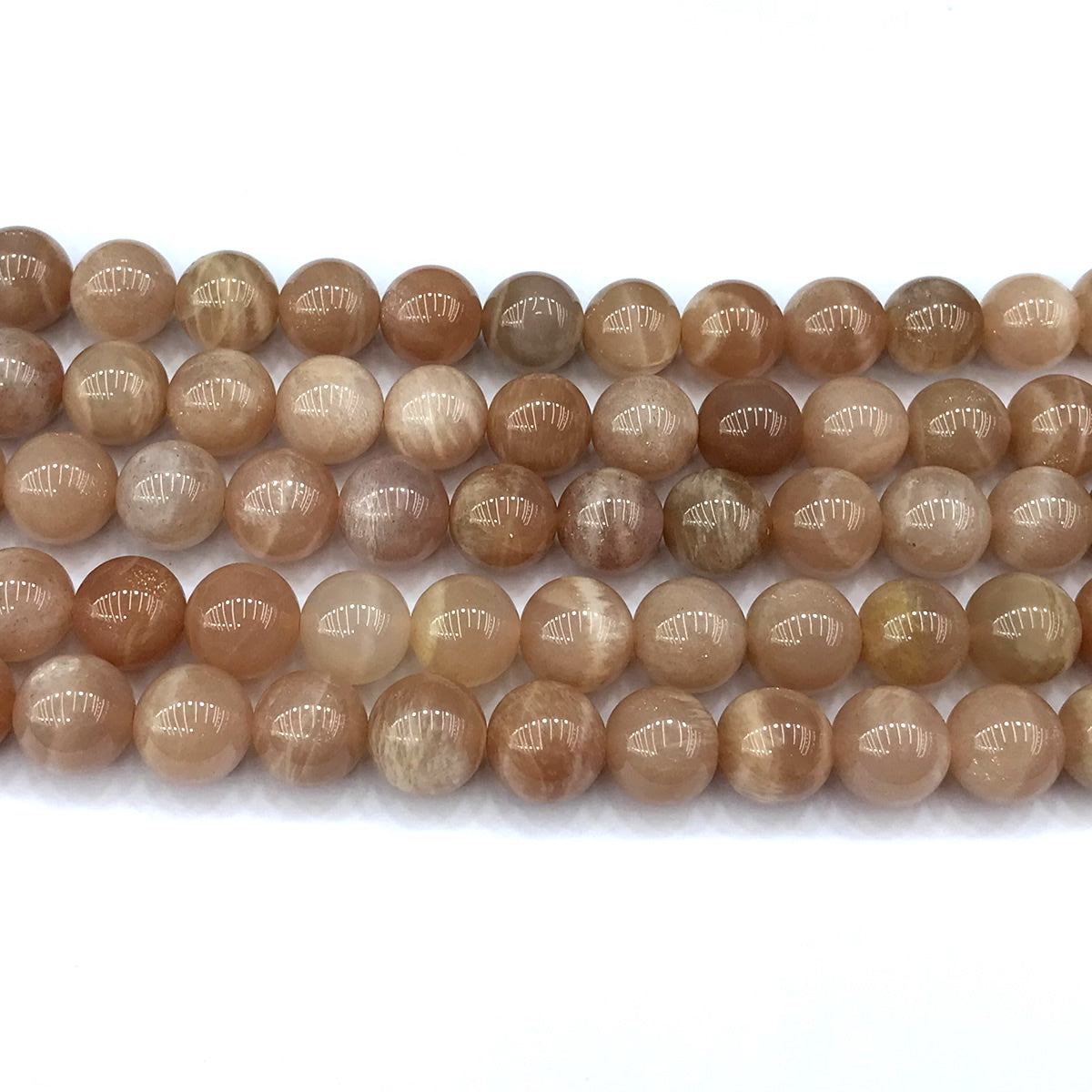 CMS142 Moonstone Gemstone Beads Smooth Round 10mm 15" Strand