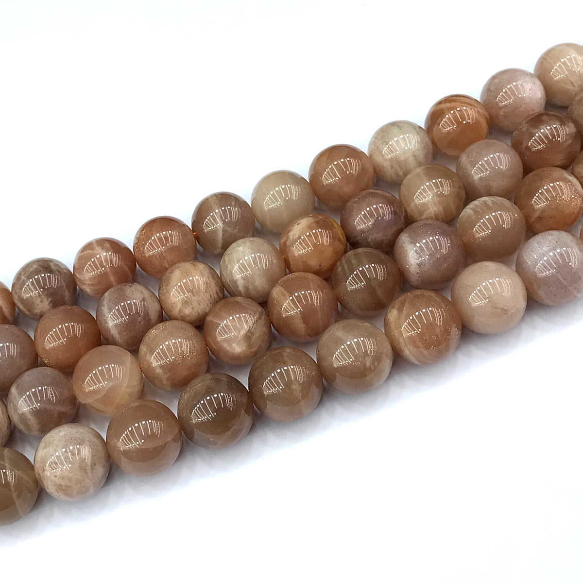 CMS143 Moonstone Gemstone Beads Smooth Round 12mm 15" Strand