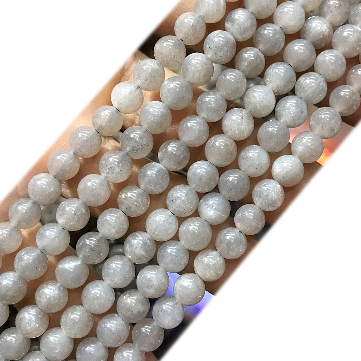 CMS150 Grey Moonstone Beads Smooth Round 6mm 15" Strand