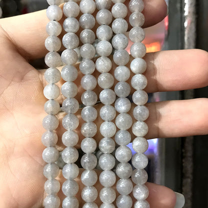 CMS150 Grey Moonstone Beads Smooth Round 6mm 15" Strand