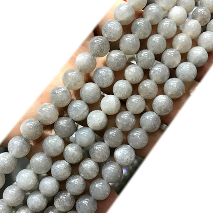 CMS151 Grey Moonstone Beads Smooth Round 8mm 15" Strand