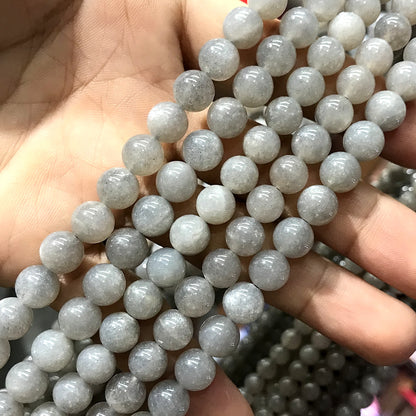 CMS151 Grey Moonstone Beads Smooth Round 8mm 15" Strand