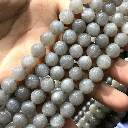 CMS153 Grey Moonstone Beads Smooth Round 12mm 15" Strand