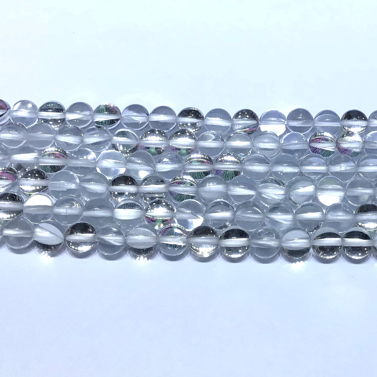 CMS201 Synthetic Moonstone Beads Smooth Round 8mm 15" Strand