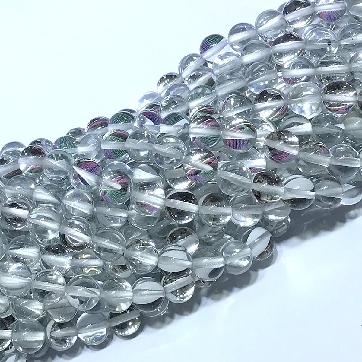 CMS203 Synthetic Moonstone Beads Smooth Round 12mm 15" Strand