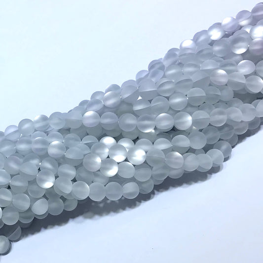 CMS205 Synthetic Moonstone Beads Matte Round 6mm 15" Strand