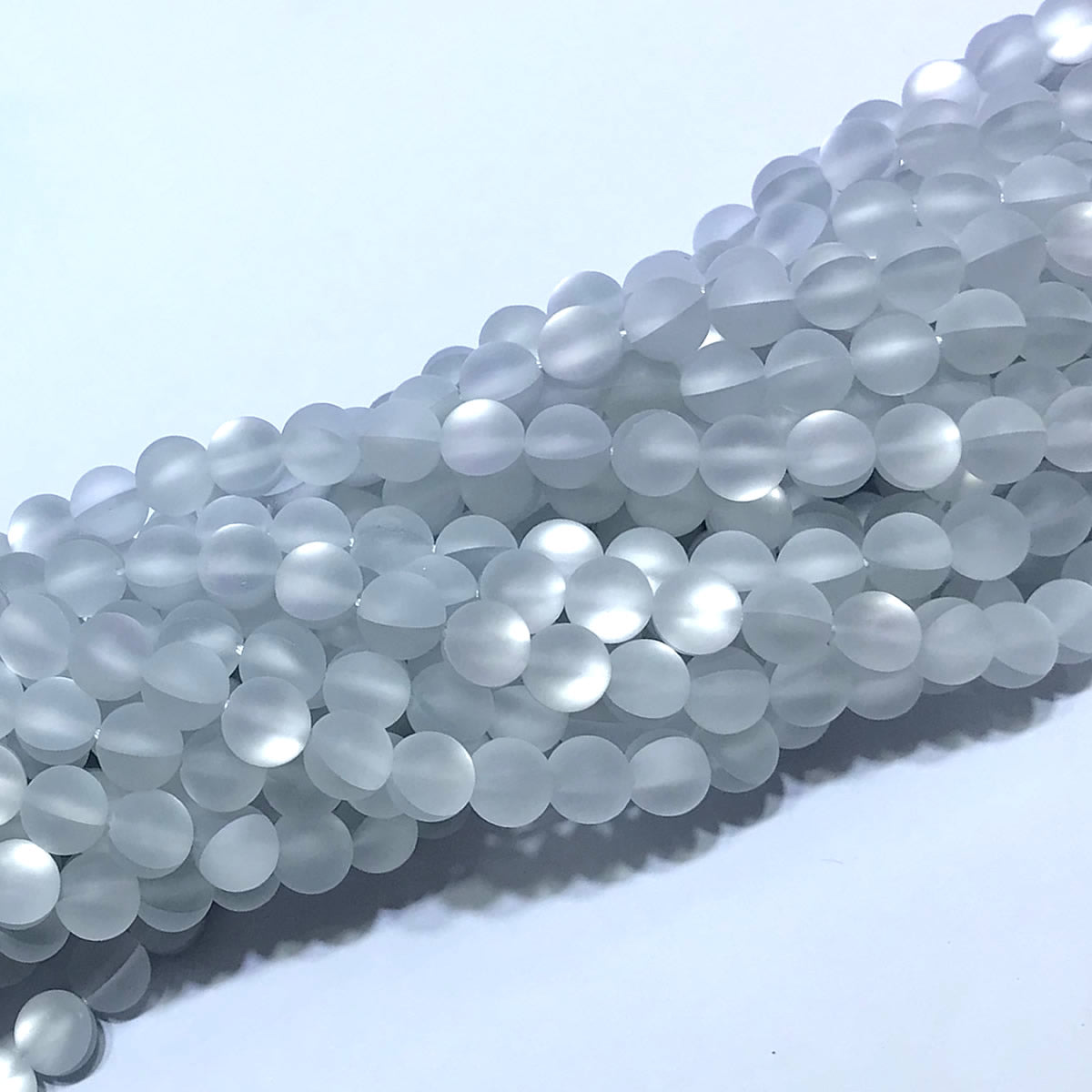 CMS206 Synthetic Moonstone Beads Matte Round 8mm 15" Strand