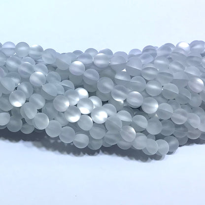 CMS206 Synthetic Moonstone Beads Matte Round 8mm 15" Strand