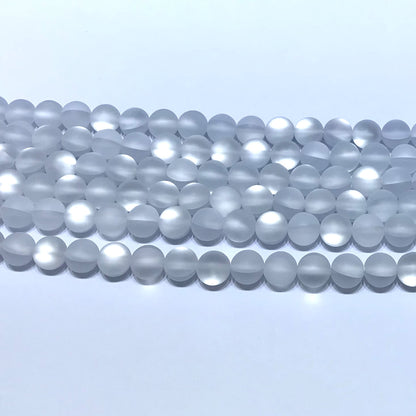 CMS206 Synthetic Moonstone Beads Matte Round 8mm 15" Strand