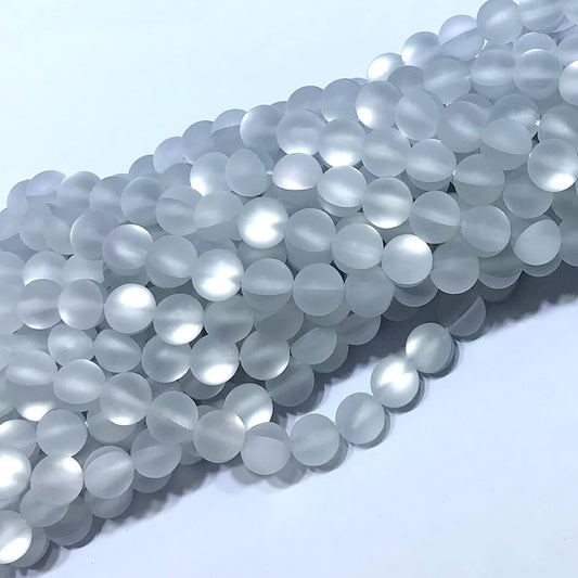 CMS207 Synthetic Moonstone Beads Matte Round 10mm 15" Strand