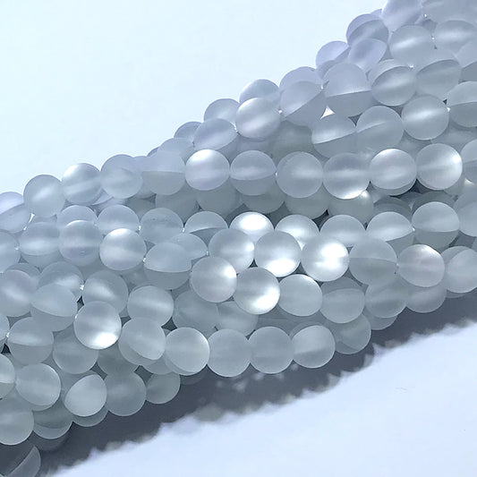 CMS208 Synthetic Moonstone Beads Matte Round 12mm 15" Strand