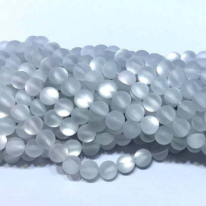 CMS208 Synthetic Moonstone Beads Matte Round 12mm 15" Strand