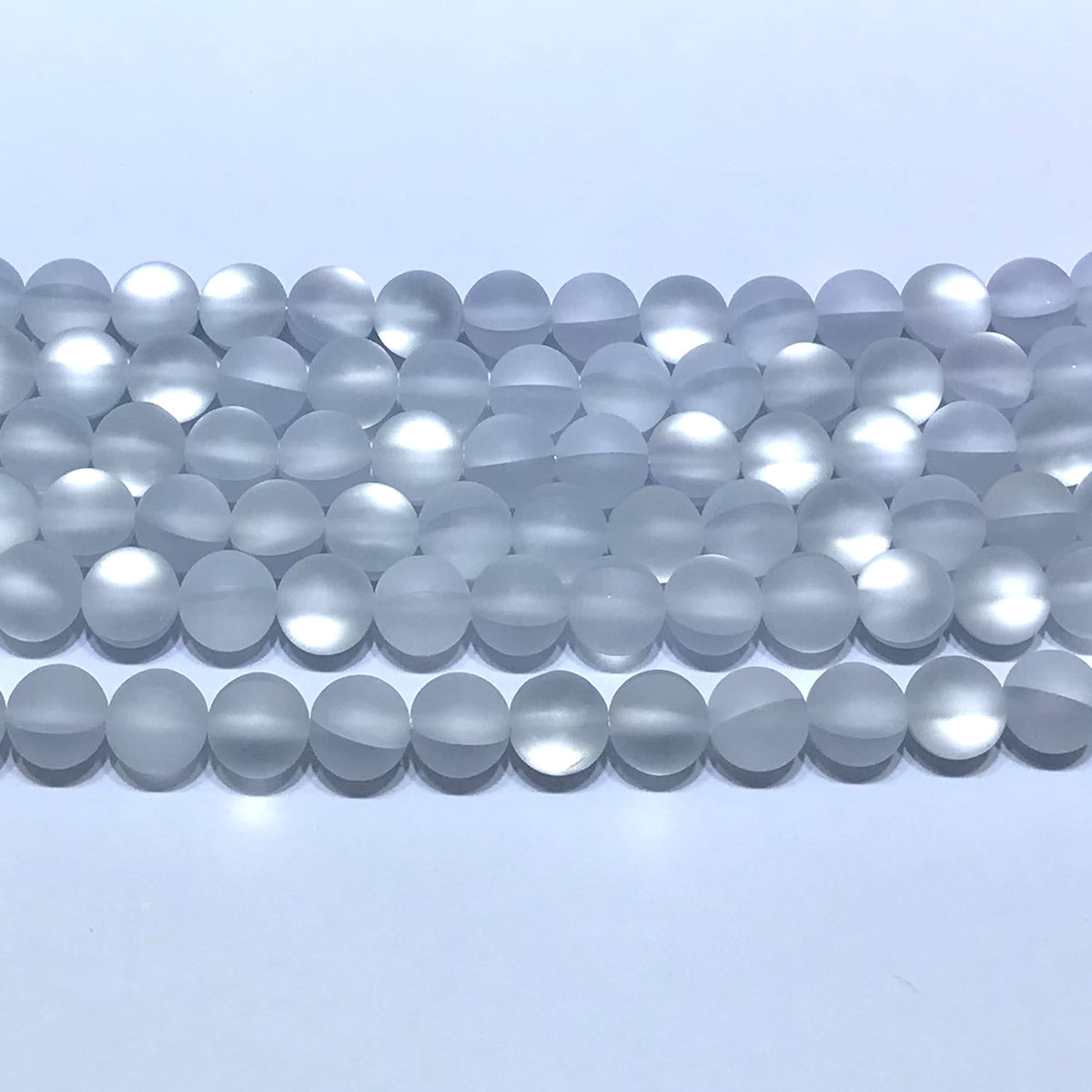 CMS208 Synthetic Moonstone Beads Matte Round 12mm 15" Strand