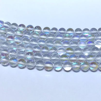 CMS211 Synthetic Moonstone Beads Smooth Round 8mm 15" Strand