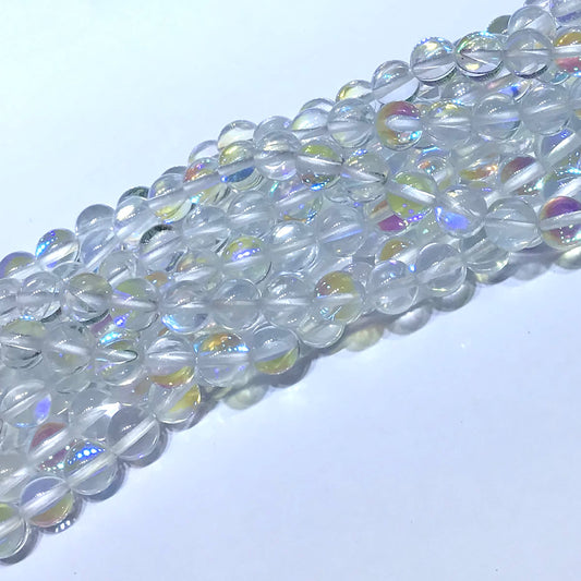 CMS212 Synthetic Moonstone Beads Smooth Round 10mm 15" Strand