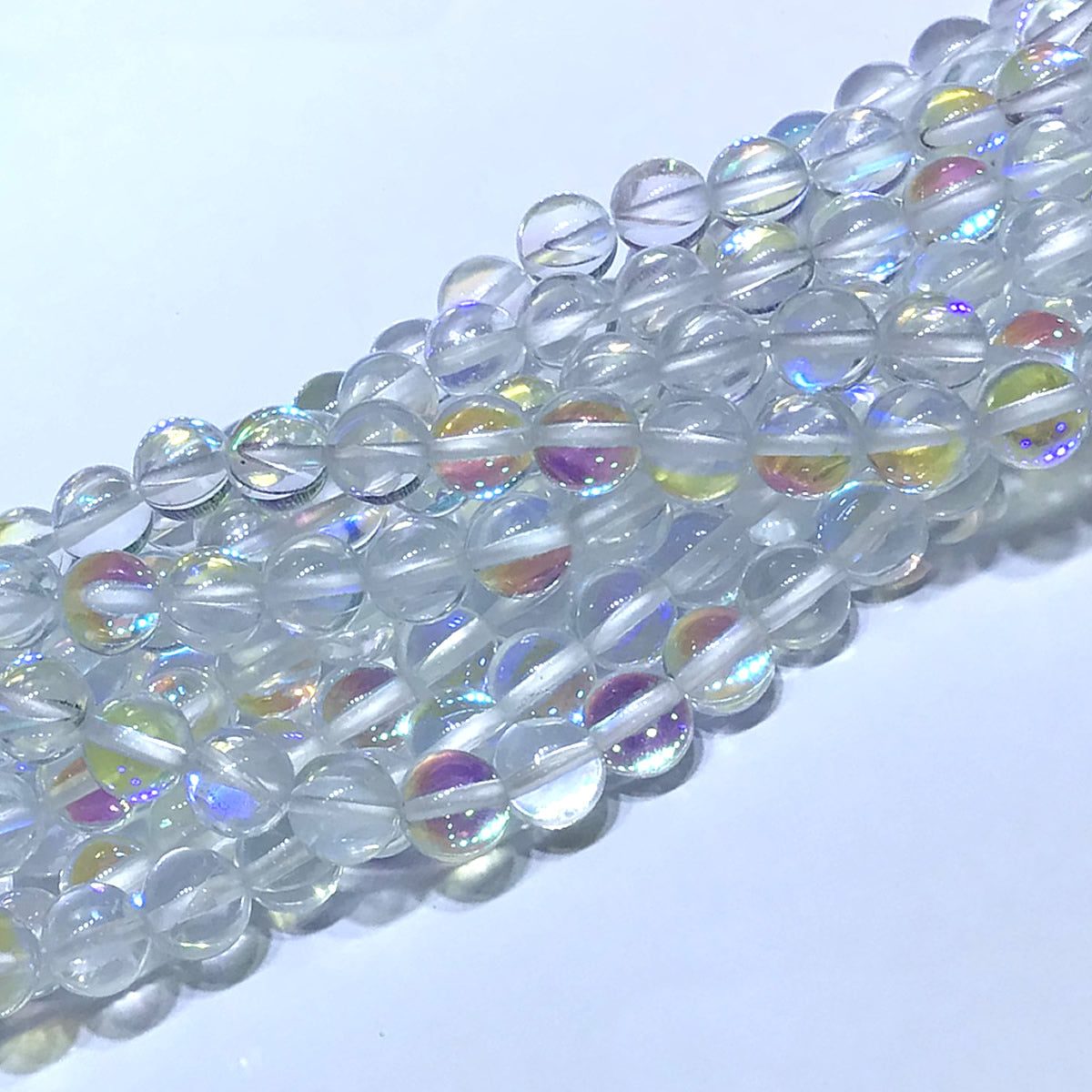 CMS213 Synthetic Moonstone Beads Smooth Round 12mm 15" Strand