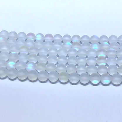 CMS215 Synthetic Moonstone Beads Matte Round 6mm 15" Strand