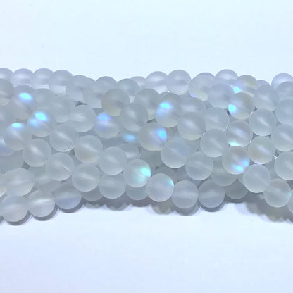 CMS218 Synthetic Moonstone Beads Matte Round 12mm 15" Strand