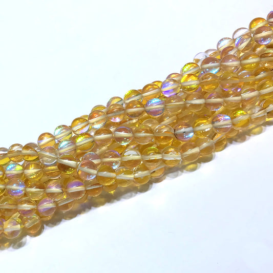 CMS220 Synthetic Moonstone Beads Smooth Round 6mm 15" Strand