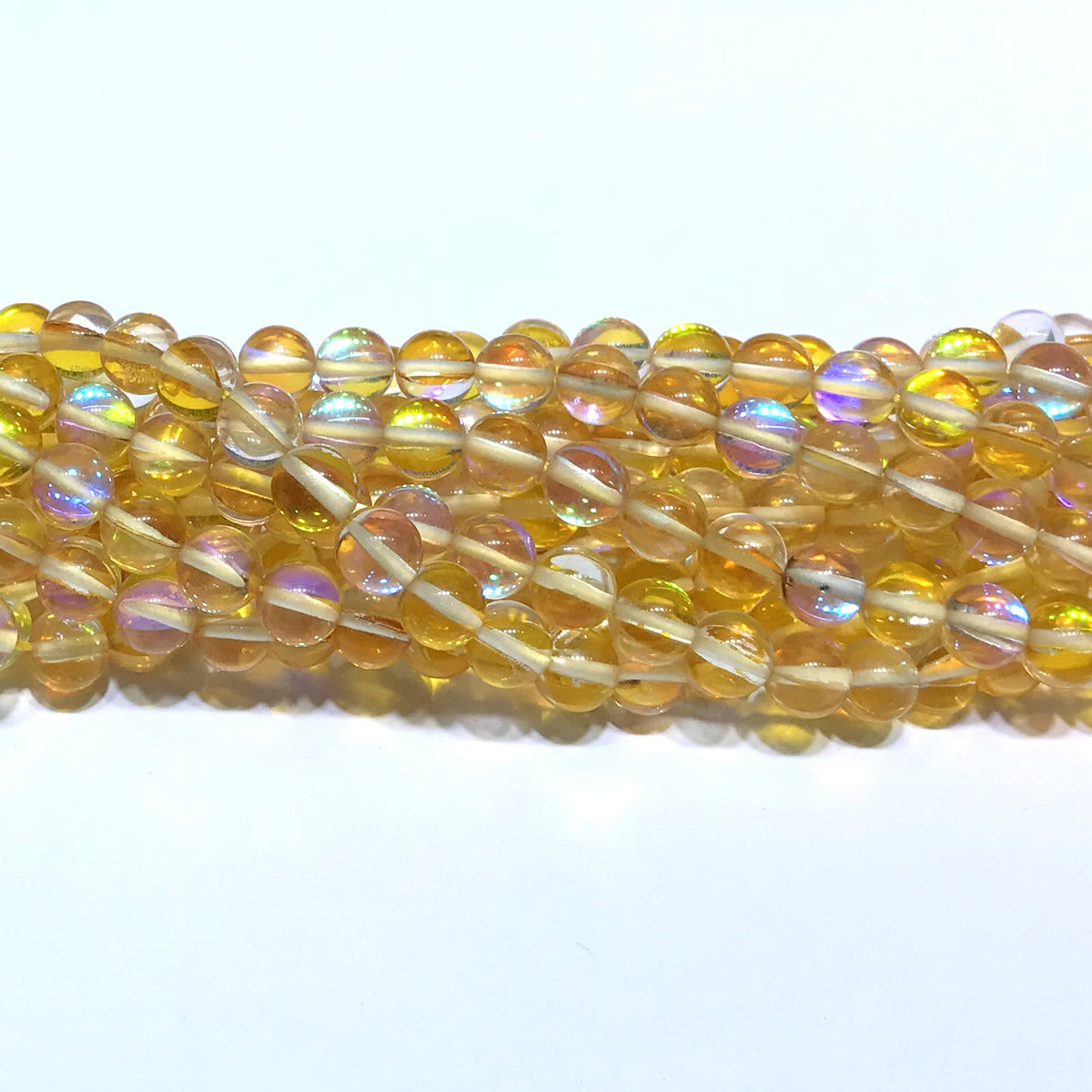 CMS220 Synthetic Moonstone Beads Smooth Round 6mm 15" Strand