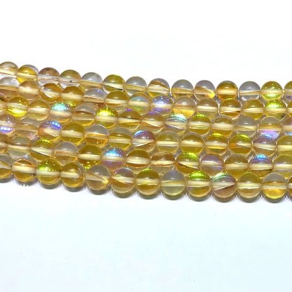 CMS220 Synthetic Moonstone Beads Smooth Round 6mm 15" Strand