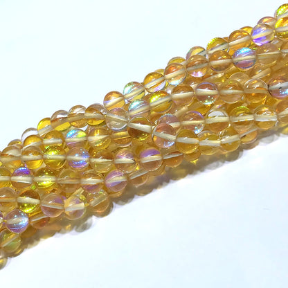 CMS221 Synthetic Moonstone Beads Smooth Round 8mm 15" Strand