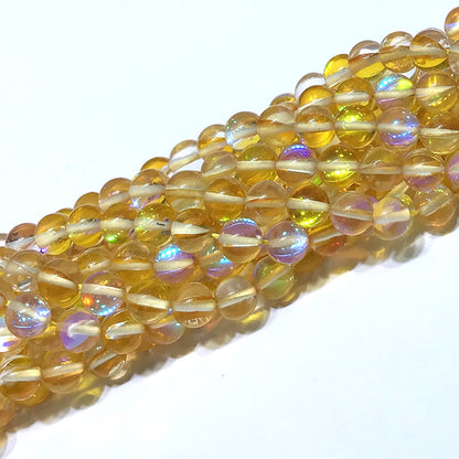 CMS222 Synthetic Moonstone Beads Smooth Round 10mm 15" Strand