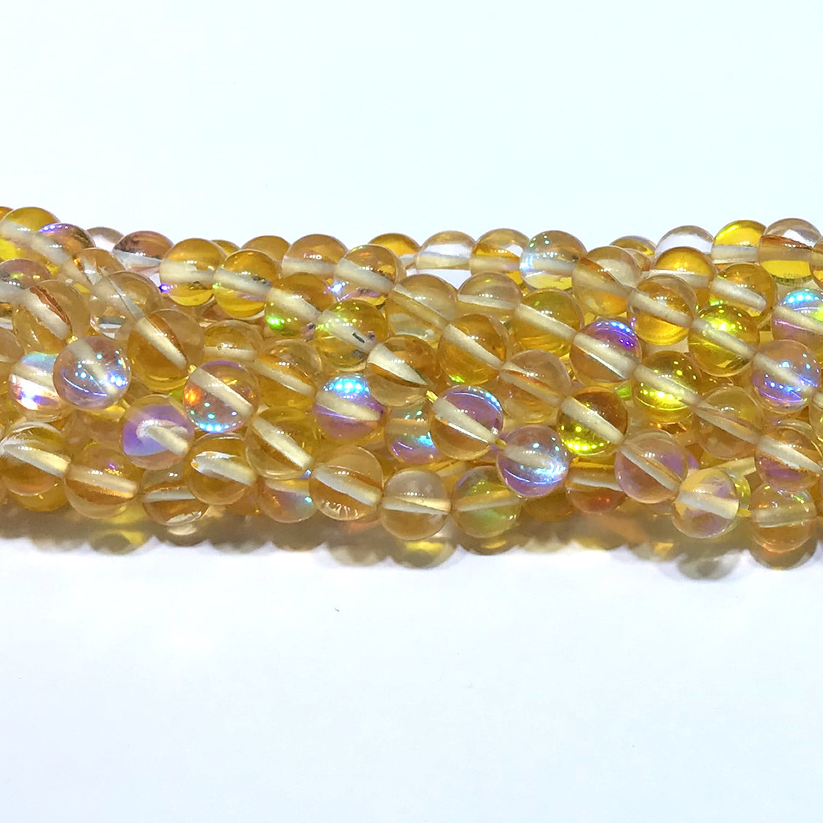 CMS222 Synthetic Moonstone Beads Smooth Round 10mm 15" Strand