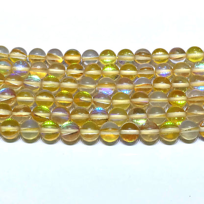 CMS222 Synthetic Moonstone Beads Smooth Round 10mm 15" Strand