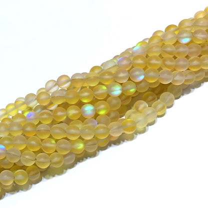 CMS225 Synthetic Moonstone Beads Matte Round 6mm 15" Strand