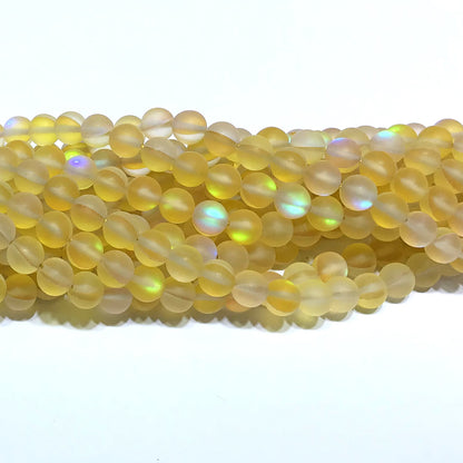 CMS225 Synthetic Moonstone Beads Matte Round 6mm 15" Strand