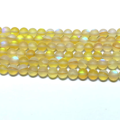 CMS225 Synthetic Moonstone Beads Matte Round 6mm 15" Strand