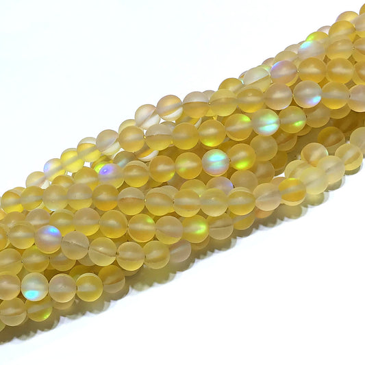 CMS226 Synthetic Moonstone Beads Matte Round 8mm 15" Strand