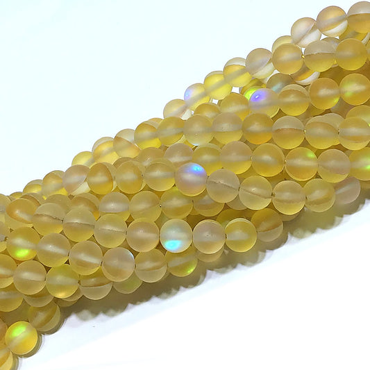 CMS227 Synthetic Moonstone Beads Matte Round 10mm 15" Strand