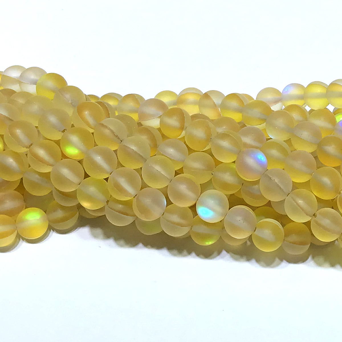 CMS227 Synthetic Moonstone Beads Matte Round 10mm 15" Strand