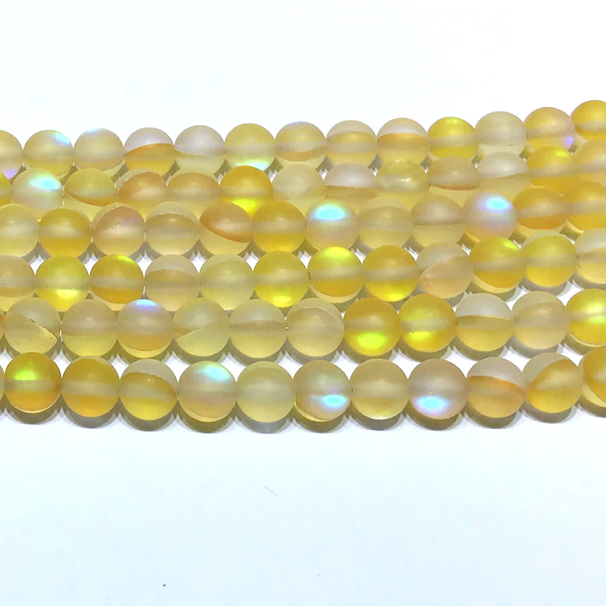 CMS227 Synthetic Moonstone Beads Matte Round 10mm 15" Strand