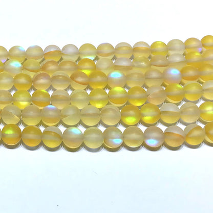 CMS227 Synthetic Moonstone Beads Matte Round 10mm 15" Strand