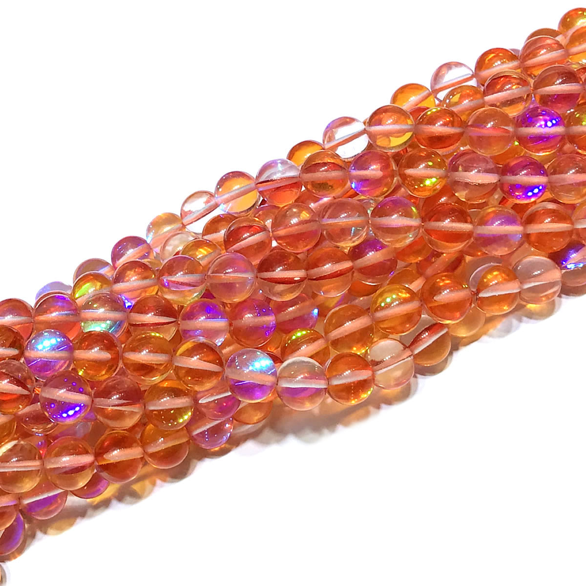 CMS231 Synthetic Moonstone Beads Smooth Round 8mm 15" Strand