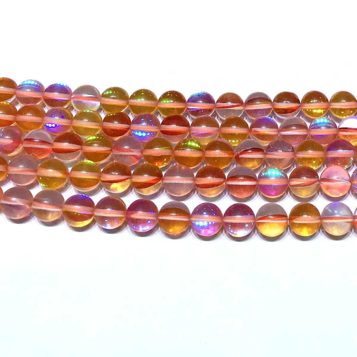 CMS231 Synthetic Moonstone Beads Smooth Round 8mm 15" Strand