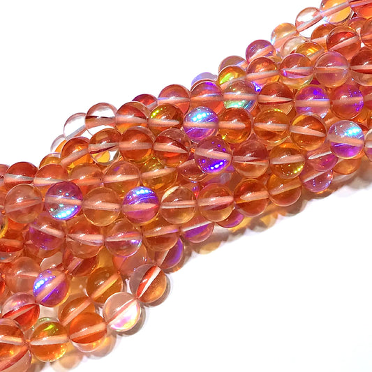 CMS232 Synthetic Moonstone Beads Smooth Round 10mm 15" Strand